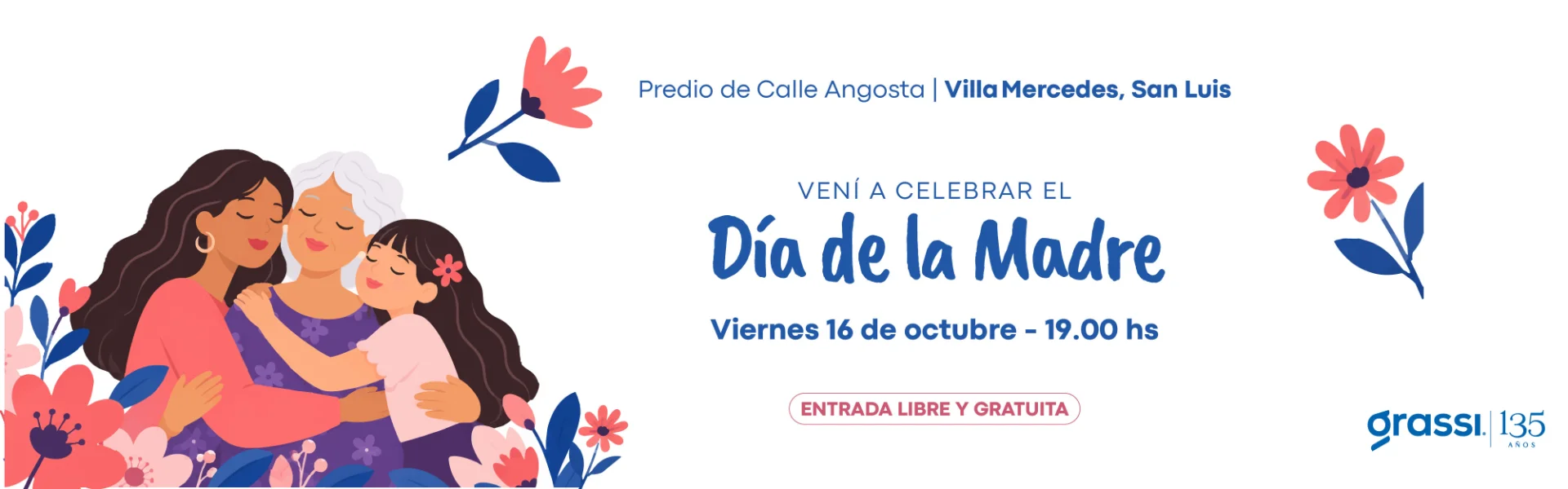 Vení a celebrar el Día de la Madre. Viernes 16 de octubre, 19 hs, en el Predio de Calle Angosta, Villa Mercedes, San Luis. Entrada libre y gratuita.